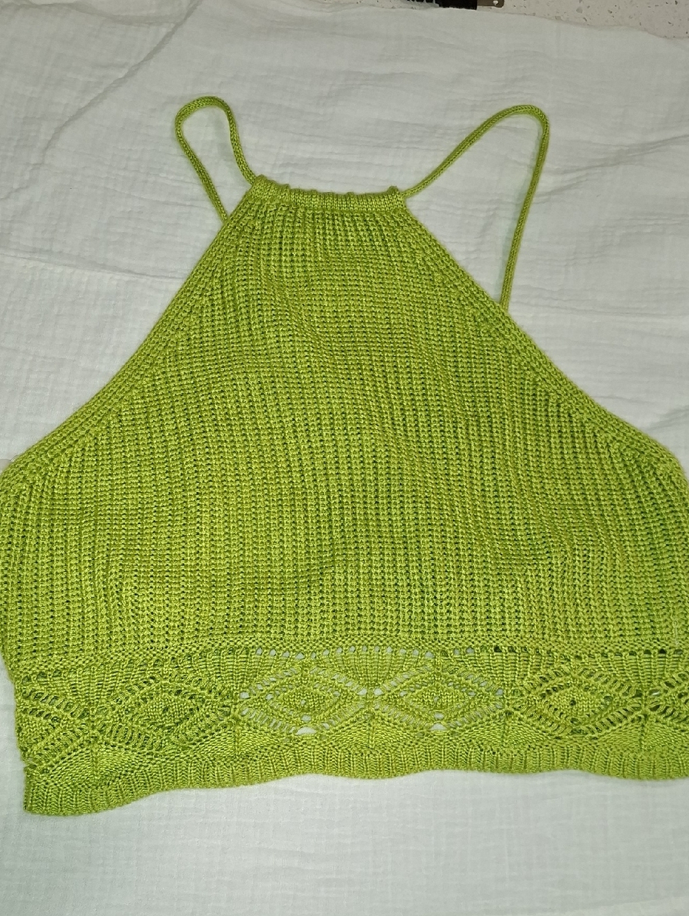 Windsor Lime Green Crochet Halter Crop Top